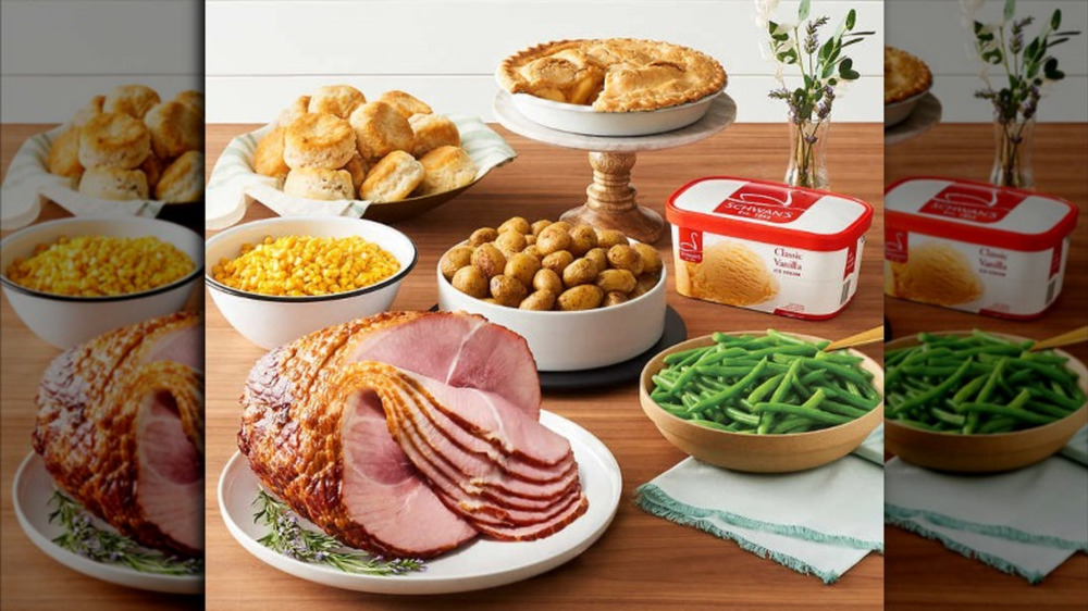 Costco's full Schwan's Spiral Ham Dinner