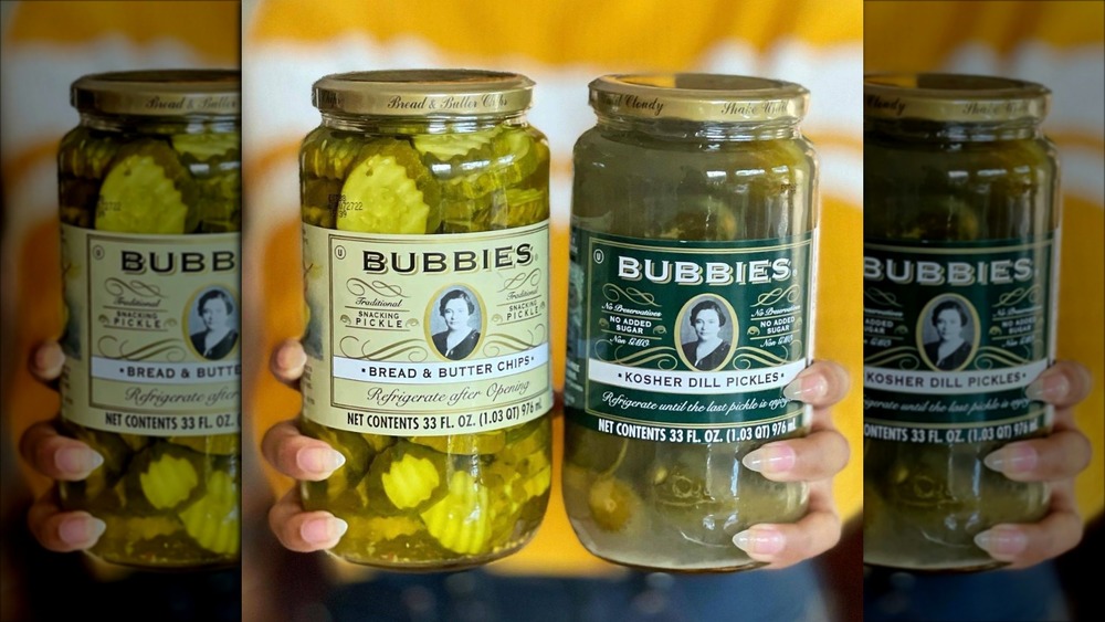 Two jars of Bubbies pickles