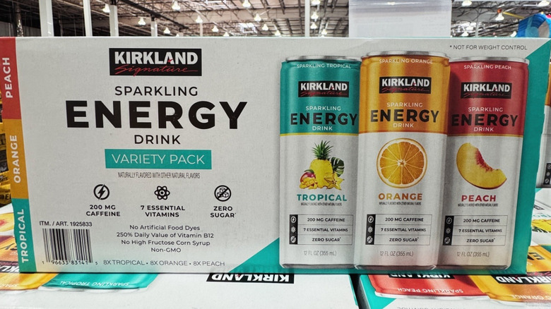 Kirkland Signature Sparkling Energy Drink Variety Pack box at Costco