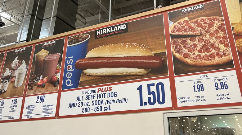 Costco food court hot dog sign