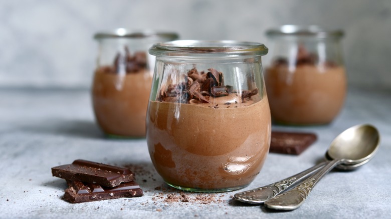 Cups of chocolate mousse