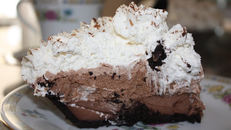 Slice of chocolate cream pie