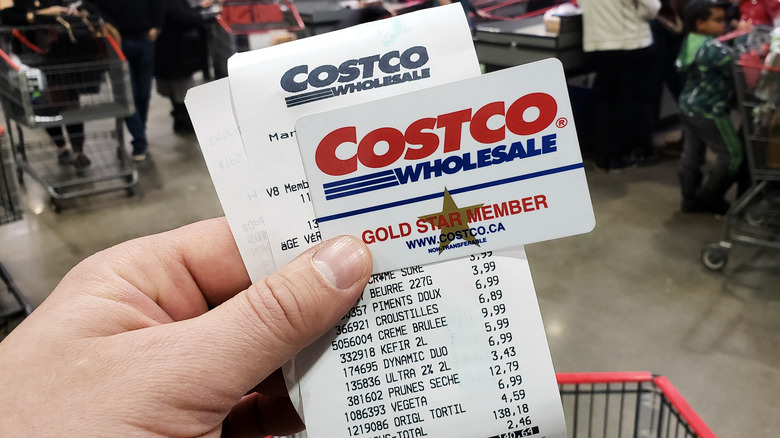 Costco receipt and membership card