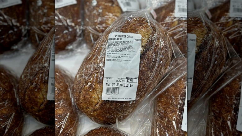 Loaves of Costco's new roasted garlic parmesan bread