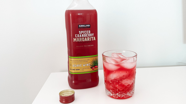 Kirkland Signature spiced cranberry margarita and glass