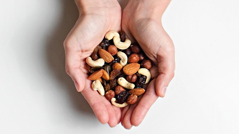 Person holding trail mix