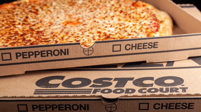 A cheese pizza from the Costco food court