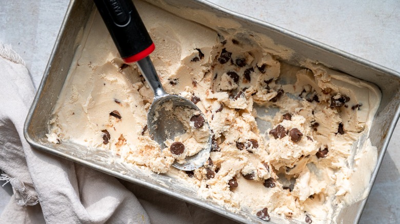 chocolate chip ice cream with scoop