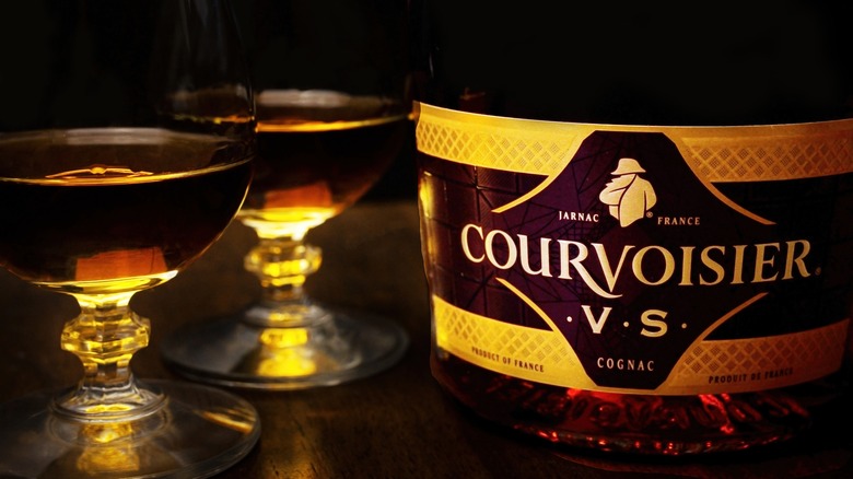 Courvoisier in glasses and bottle