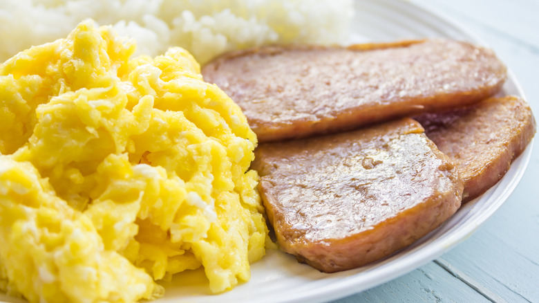 Spam, rice, eggs