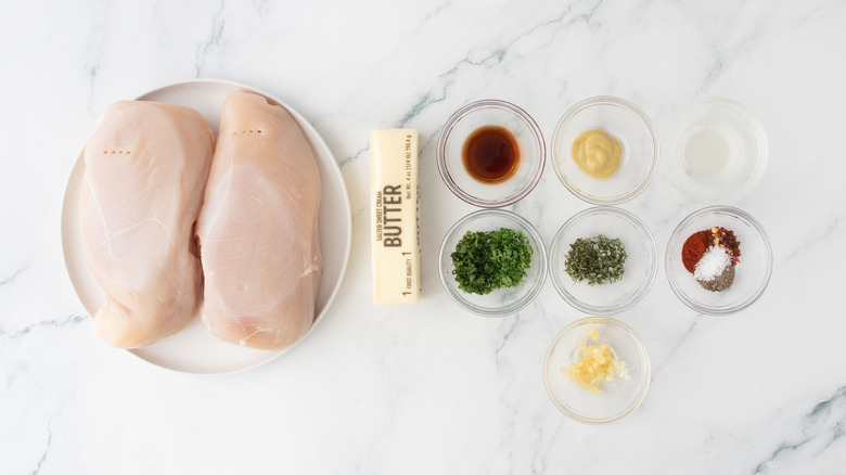 Ingredients for cowboy butter chicken kabobs