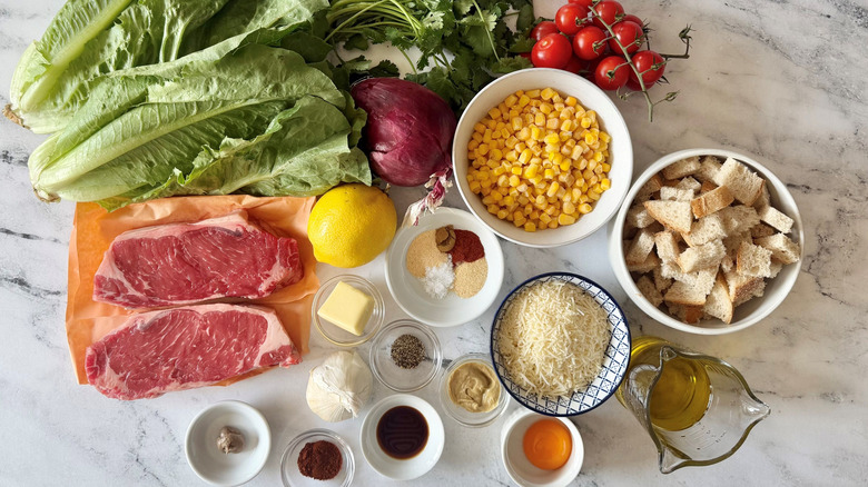 Ingredients for cowboy Caesar salad