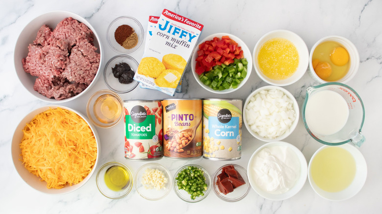 Ingredients for cowboy cornbread casserole