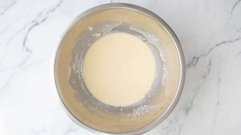 Milky mixture in bowl