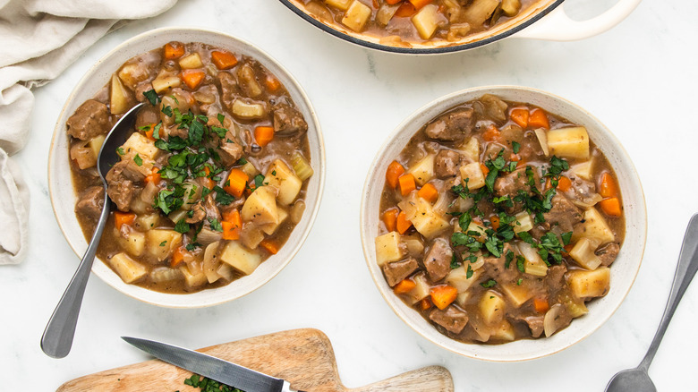 Beef stew in two bowls
