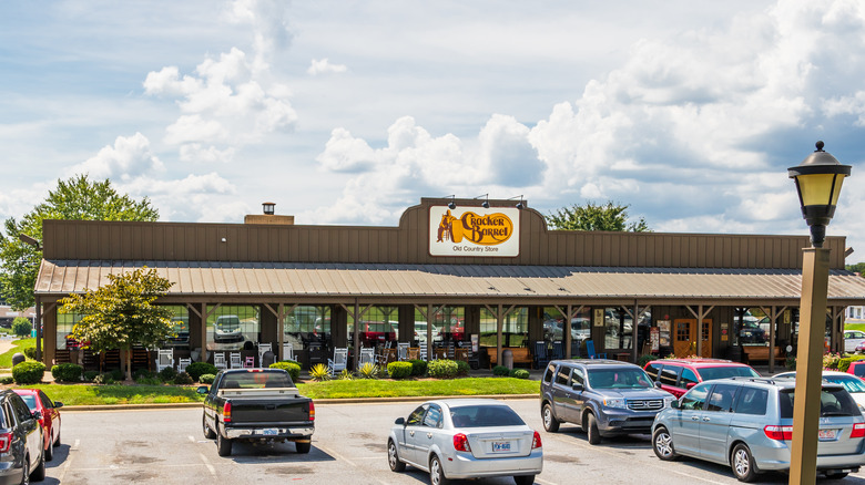 Cracker Barrel parking lot with cars