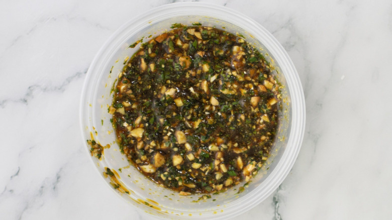 Tamarind cashew sauce in container