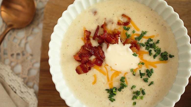 creamy bacon soup in bowl