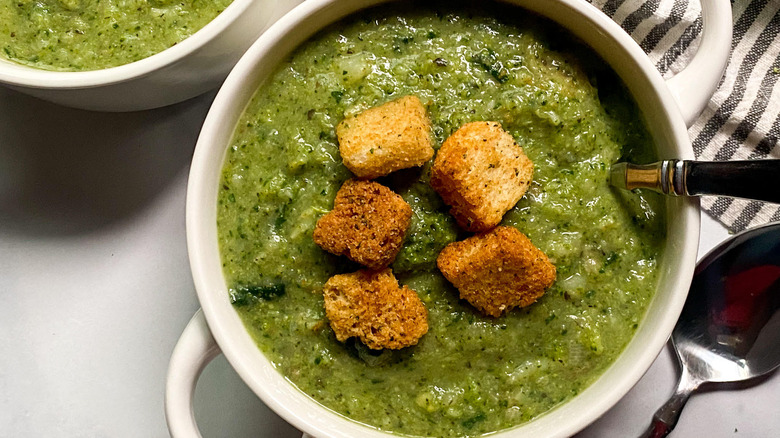 Creamy Broccoli Soup in a bowl 