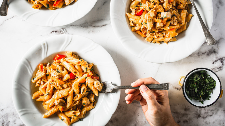 plates of cajun chicken pasta