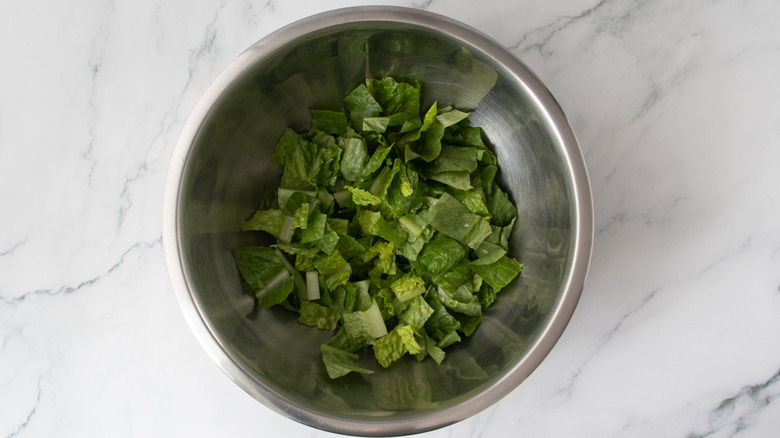 lettuce in a metal bowl