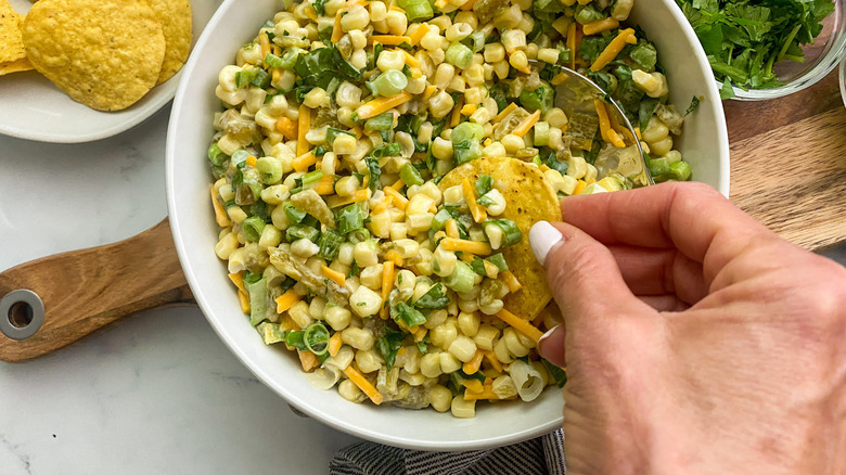 corn dip with tortilla chips