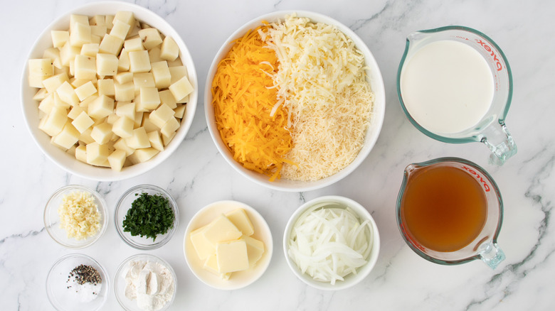 potatoes, cheese, cream, and seasonings