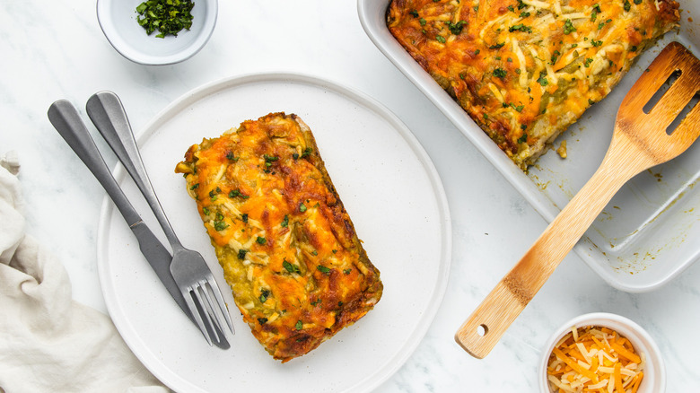 enchilada plate and serving dish