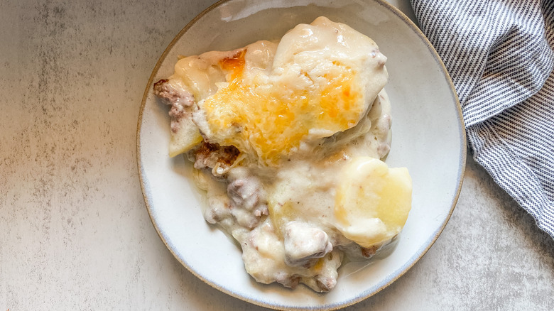 hamburger casserole on a plate 