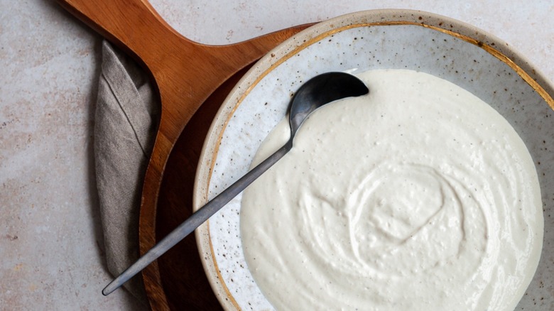 creamy horseradish sauce in dish 