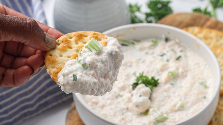 creamy shrimp dip with cracker