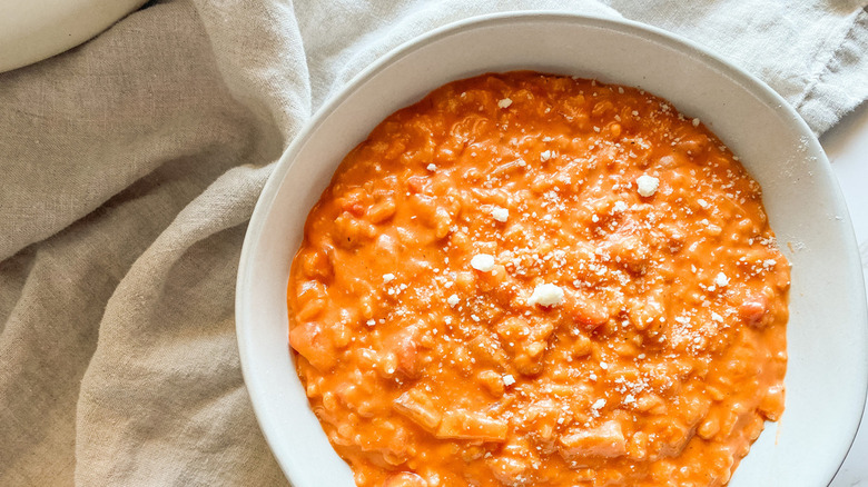 bowl of tomato risotto