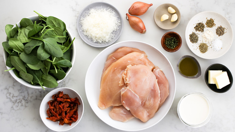 ingredients for Tuscan-style chicken