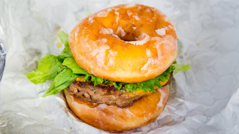 Luther burger on paper wrapping