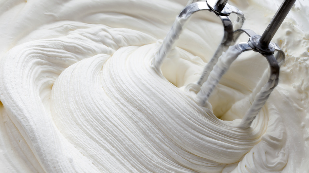 Whipped cream being made