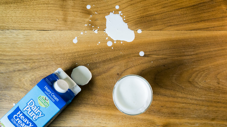 Heavy cream on table