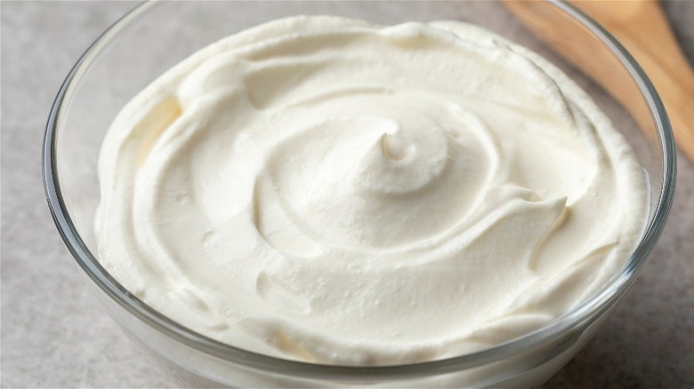Bowl of creme fraiche
