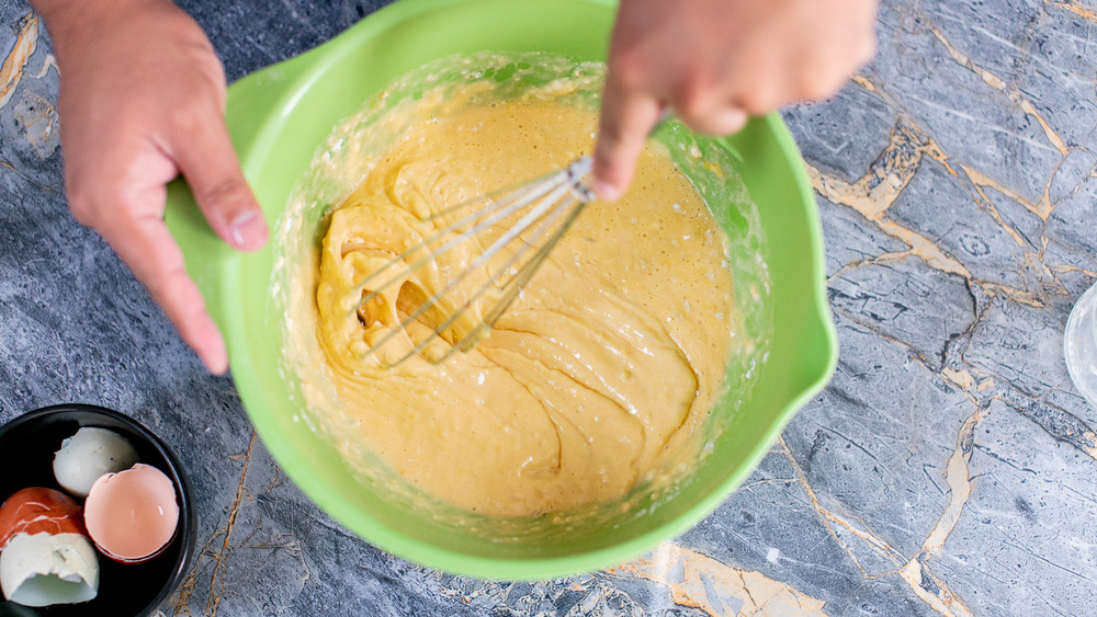 mixing crepe batter