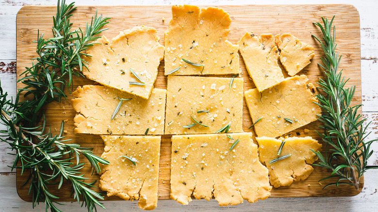 rosemary flatbread on cutting board