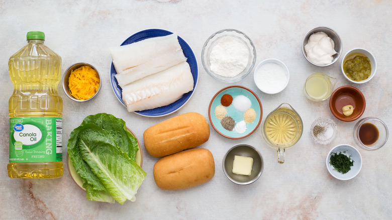 fish sandwich ingredients on table