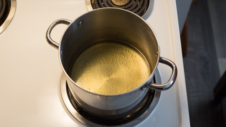 oil heating in medium pot