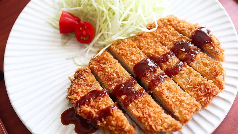 donkatsu with shredded cabbage