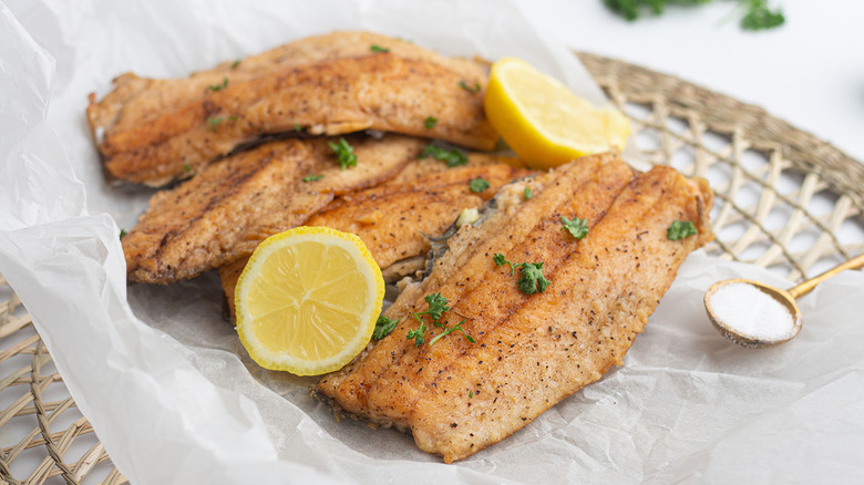 fried trout with lemon