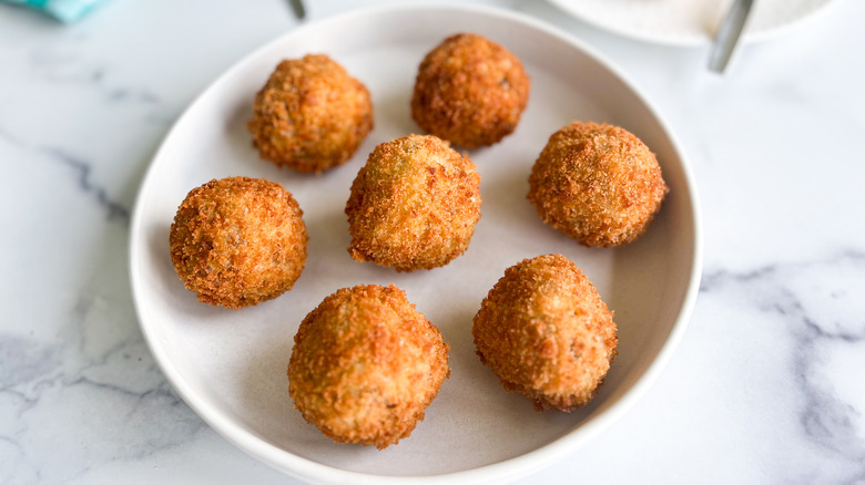 crispy sauerkraut balls on plate