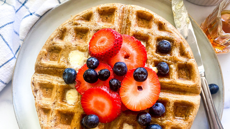 crispy waffle on plate 