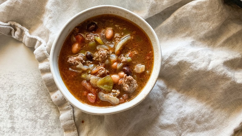 Crockpot bison chili for dinner