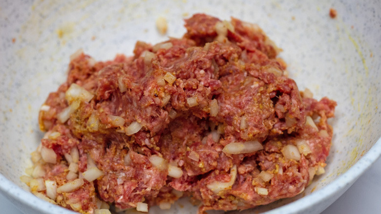 meatball mix in bowl 