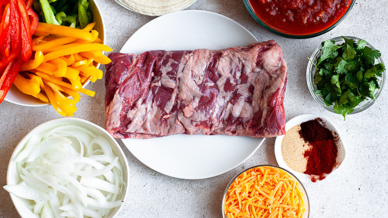 Ingredients for steak fajitas