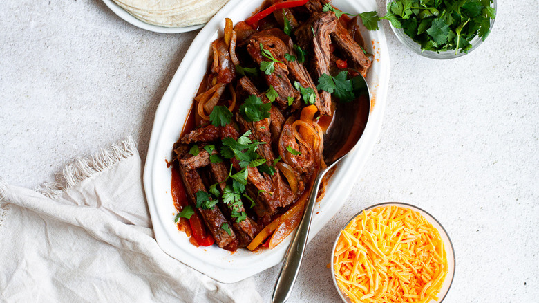 Steak fajitas with cheese