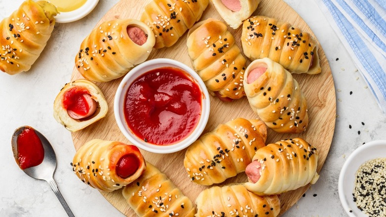 Pigs in a blanket on table